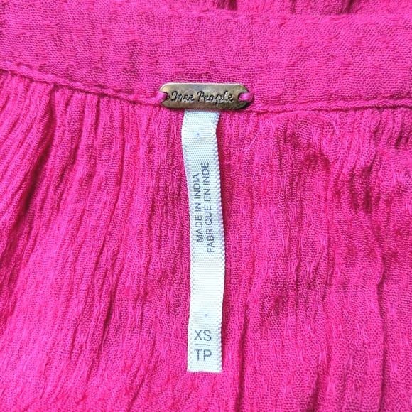 Free People Go Lightly V Neck Bright Pink Swing Mini Dress Size XS - Picture 4 of 6